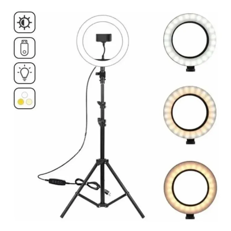 Ring Light Led Iluminador 30cm Estúdio Maquiagem Tripé