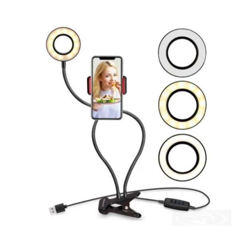 Iluminador Ring Light Suporte Articulado De Mesa Live Stream