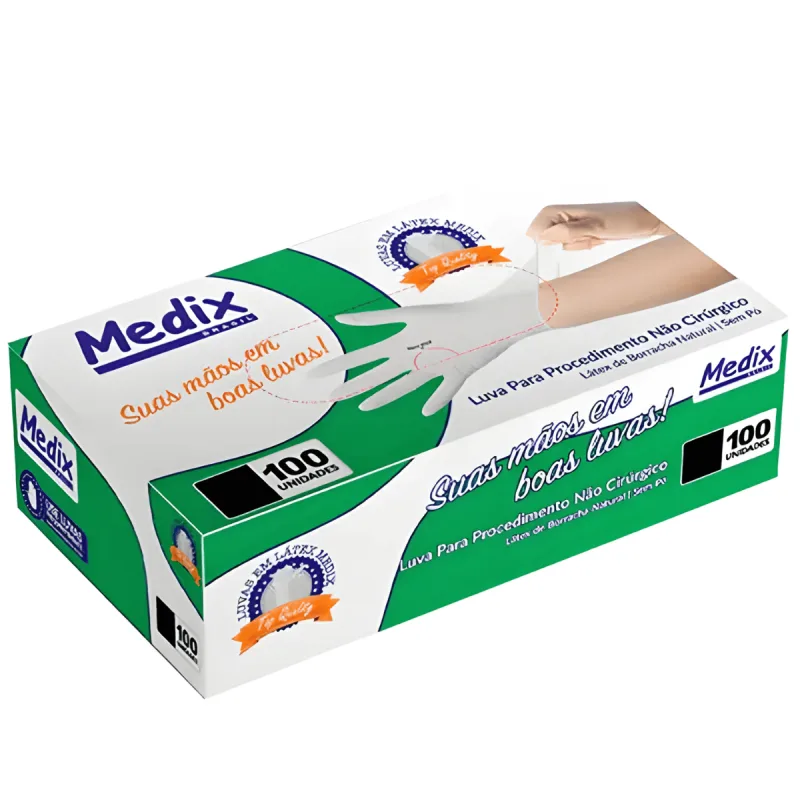 LUVA PROCEDIMENTO LATEX SEM PO TAMANHOS 100UN MEDIX - MEDIX
