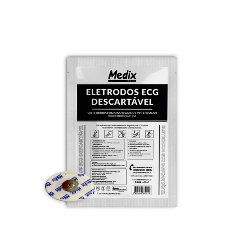 Eletrodo Descartavel Adulto Monitoramento Ecg 50 Un Medix