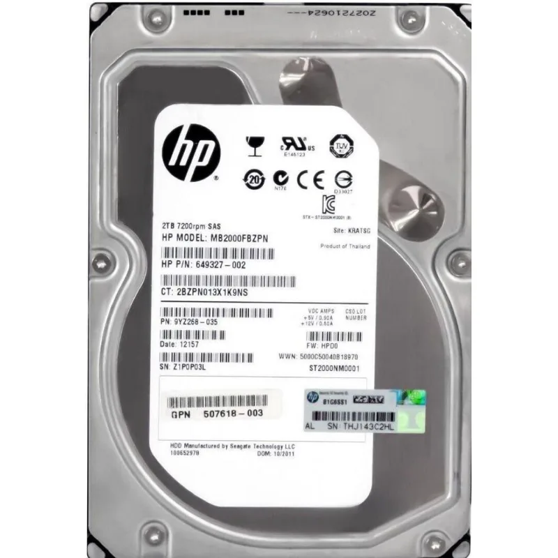 Hd Sas Hp 2tb 7.2k 3.5 Mb2000fbzpn 507618-004 Rec