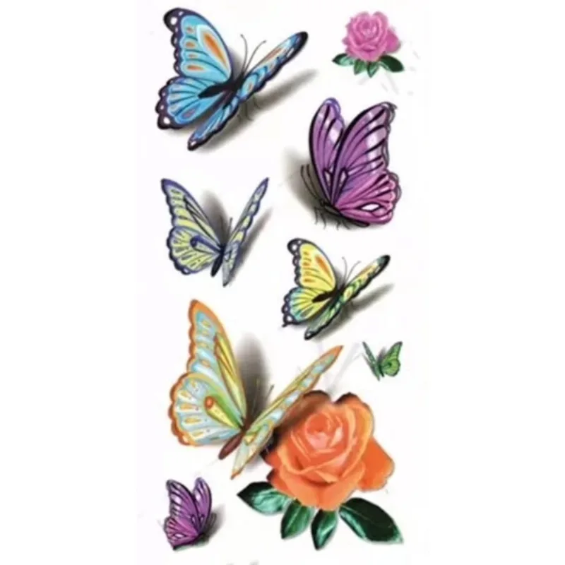 Tatuagem Temporária Borboletas Flores Coloridas B5447
