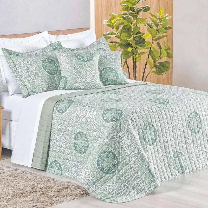 Cobre Leito King Top Line 180 Fios 3 Peças - Lotus - 100% Poliéster - Casa Modelo Enxovais - Cama, Mesa E Banho