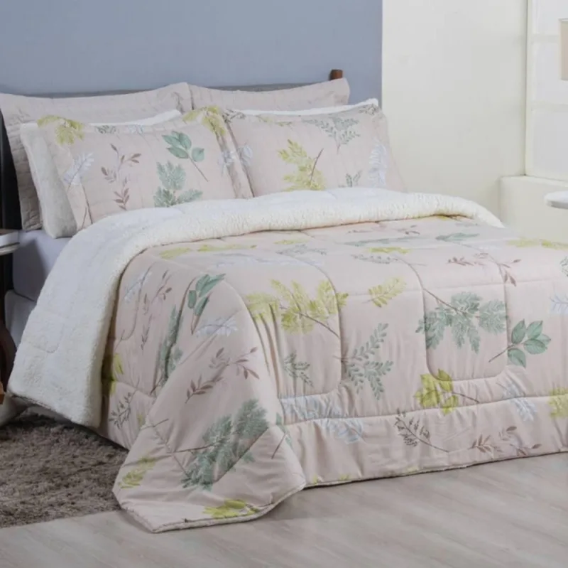 Edredom King Coberdrom Top Line Estampado Hipercal/Sherpa 3 Peças - Natives - 100% Poliester - Casa Modelo Enxovais - Cama, Mesa E Banho