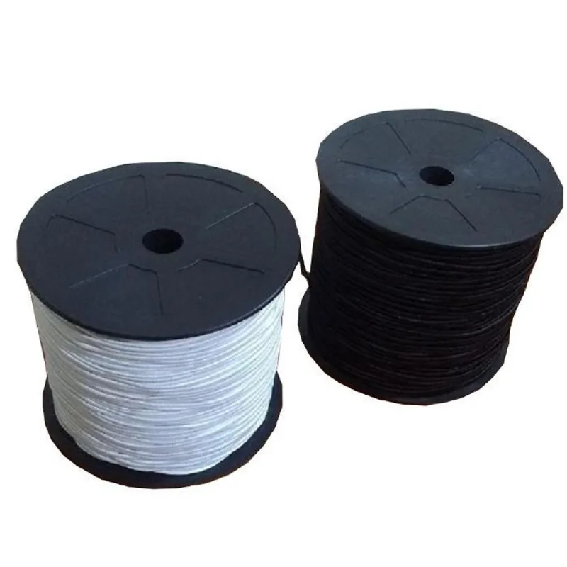 Kit Elástico 2 Mm Trançado: 1 Preto+1 Branco Rolos 100m