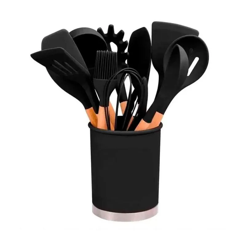 Kit 12 Peças Utensílios Silicone Colher Espátula Concha Cor - OUTRAS - Utilidades Domesticas