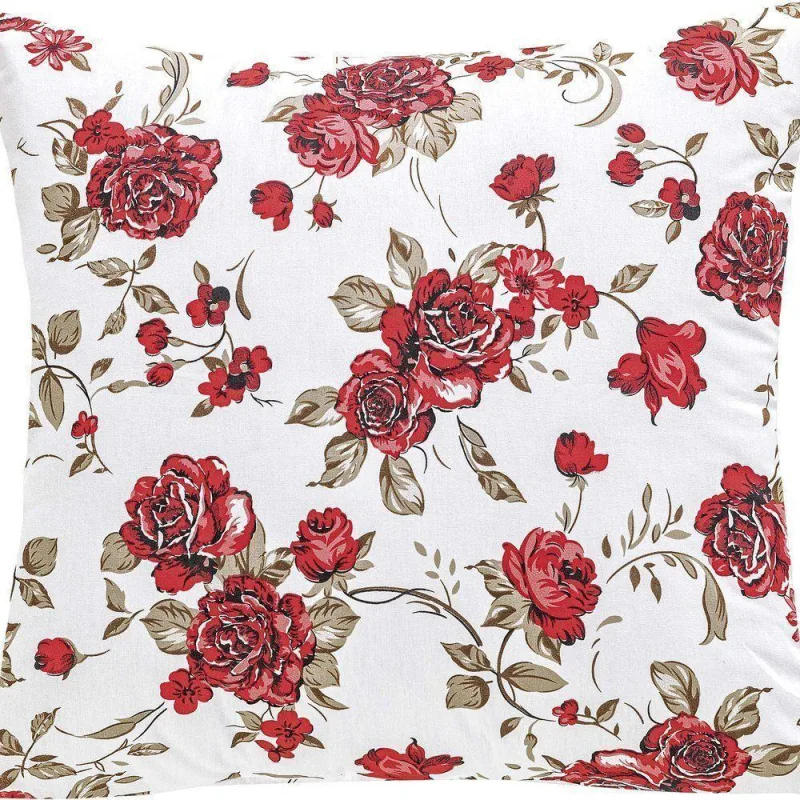 Capa De Almofada Craft 1 Peça Percal 200 Fios 100% Algodão - Estampa Rosas Vermelha - Não Informado - Decoração
