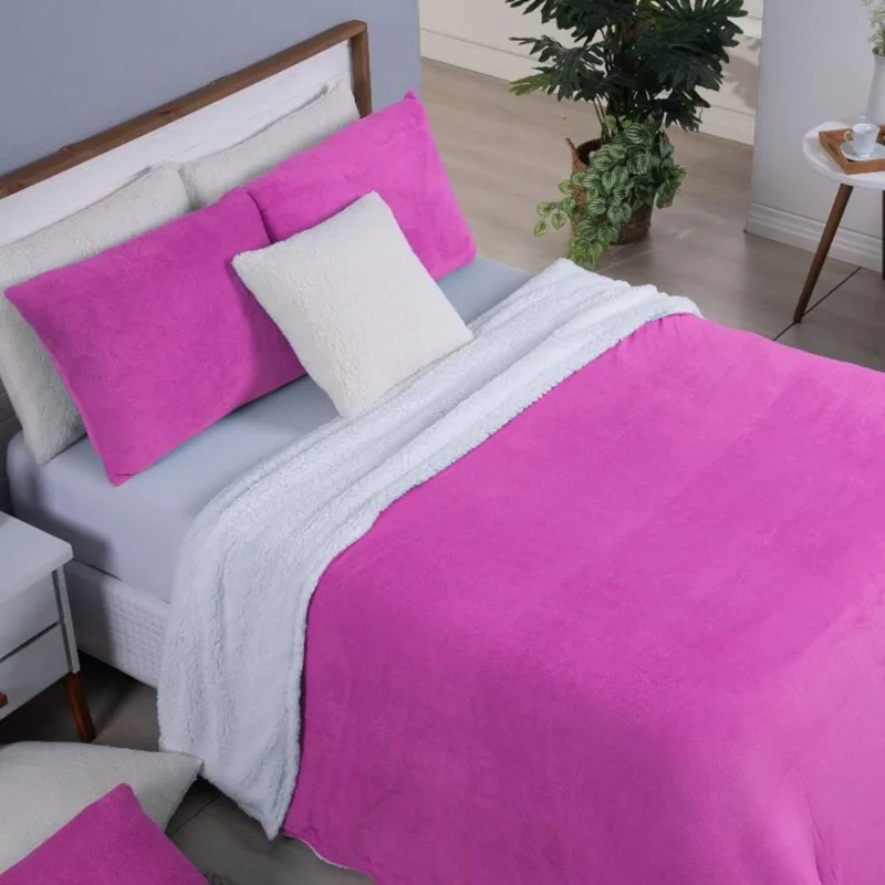 Cobertor King Canada Mantinha/sherpa 3 Peças - Pink