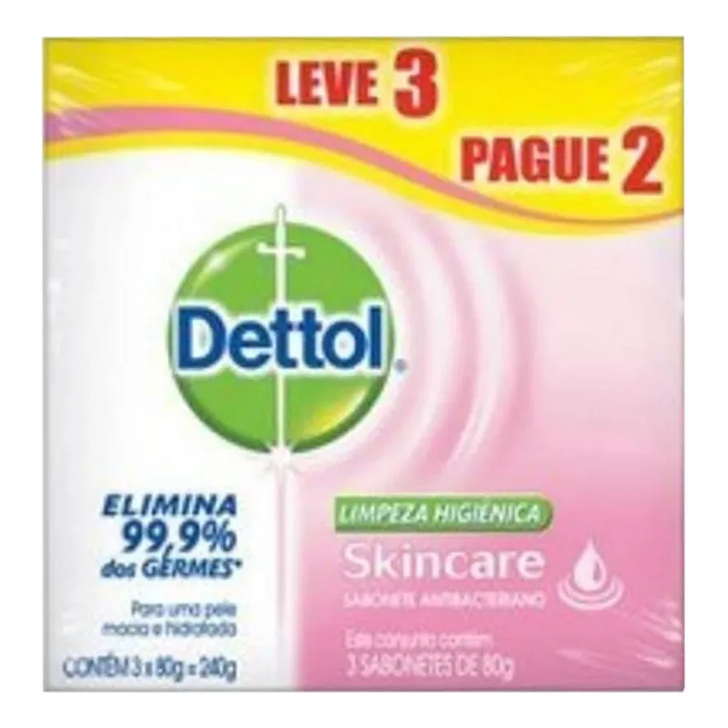 Sabonete Dettol Skincare 80g 3 Unidades
