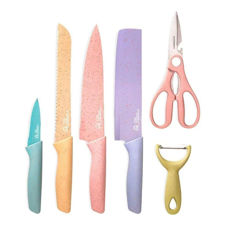 Jogo Facas Coloridas Tesoura 6 Pçs Cozinha Chef Cor Colorido - OUTRAS - Utilidades Domesticas