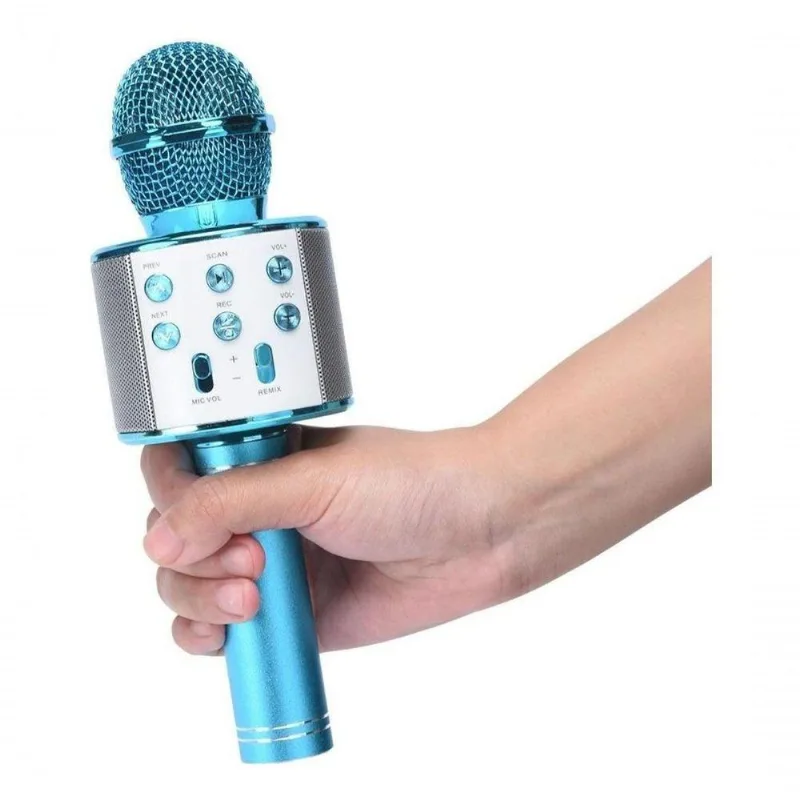 Microfone Sem Fio Bluetooth Karaokê Ws 858 - Azul Homologação: 149822010251 - OUTRAS - Instrumentos Musicais