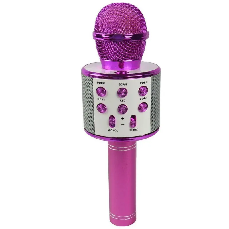 Microfone Karaokê Infantil Ws858 Pink Sem Fio Com Bluetooth - OUTRAS