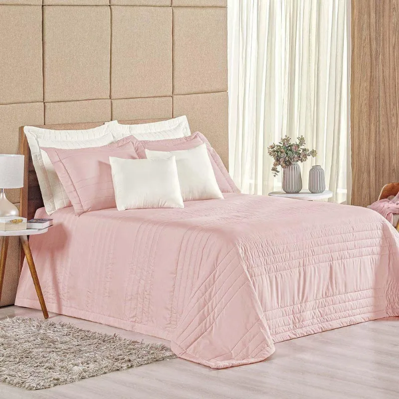 Cobre Leito Eden King 3 Peças Hipercal 180 Fios 100% Poliéster - Rosé