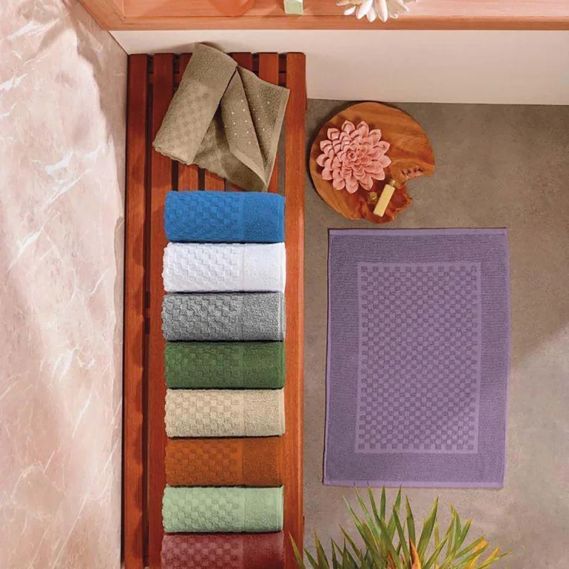 Toalha De Piso Horus 70x50 Cm Antiderrapante 1 Peça 100% Algodão - Damasco - Não Informado - Cama, Mesa E Banho