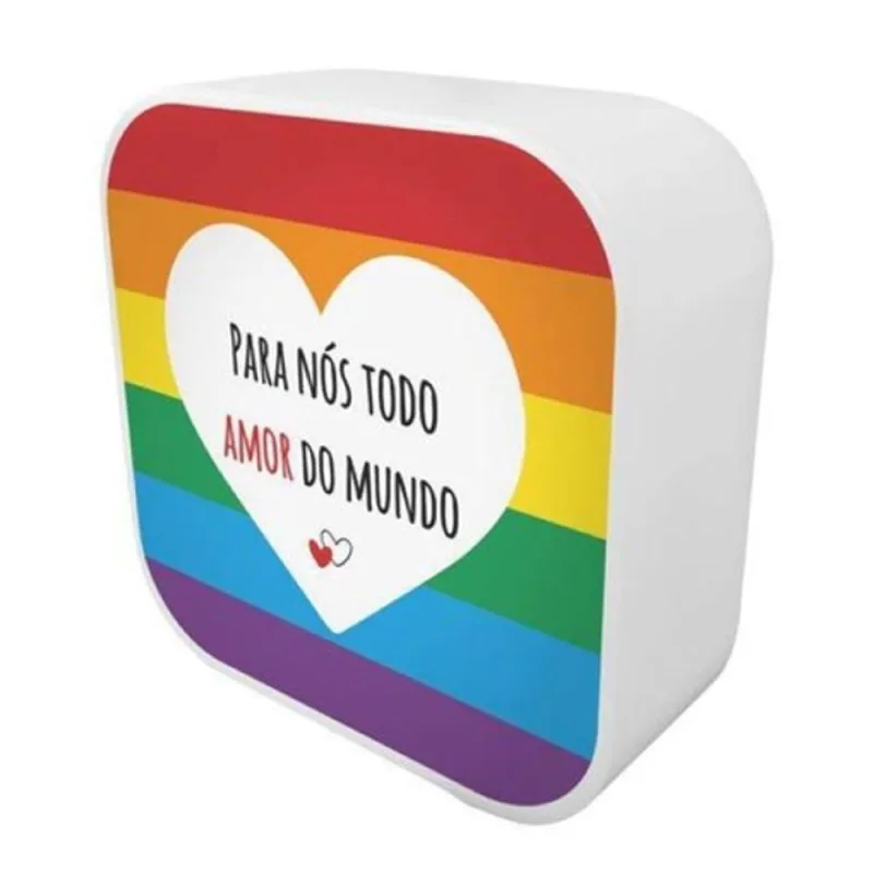 Luminária Box Toda a Forma de Amor com Iluminação Suave e Uso em Parede Ou Bancadas Bivolt - OUTRAS - Agro