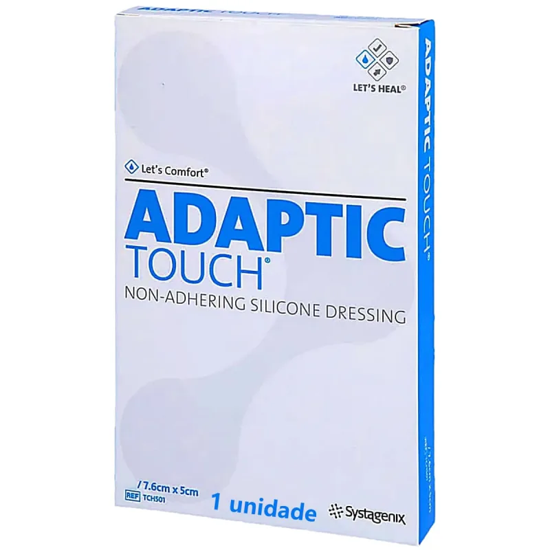 Curativo Adaptic Touch em Silicone 7.6x5cm ref TCH501 - Unidade - Systagenix - Medicamentos E Saúde