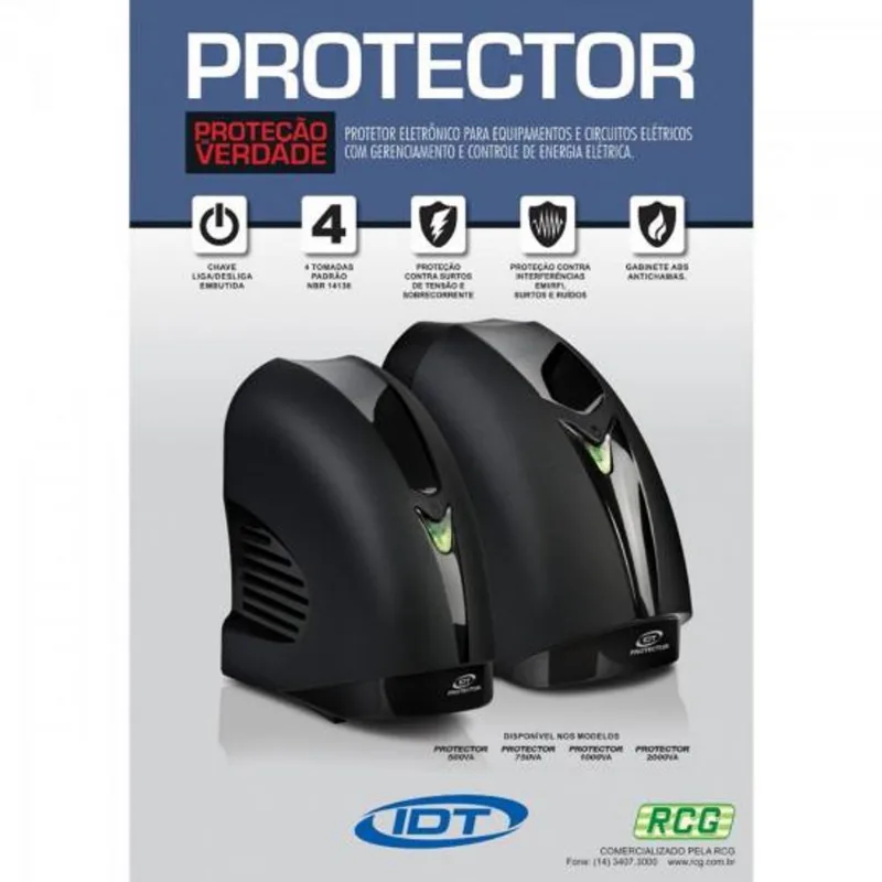 Protetor Eletrônico Mono 750va 115v Preto Idt