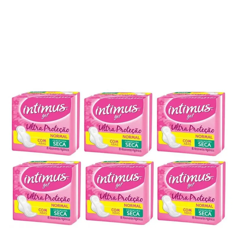 Kit Absorvente Intimus Gel Normal Seca Com Abas 48 Unidades
