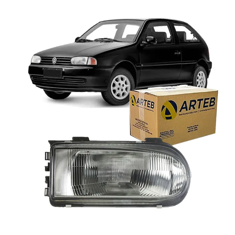 Farol H4 Mascara Cinza G2 Lado Direito Arteb Volkswagen Gol 1995 A 2003