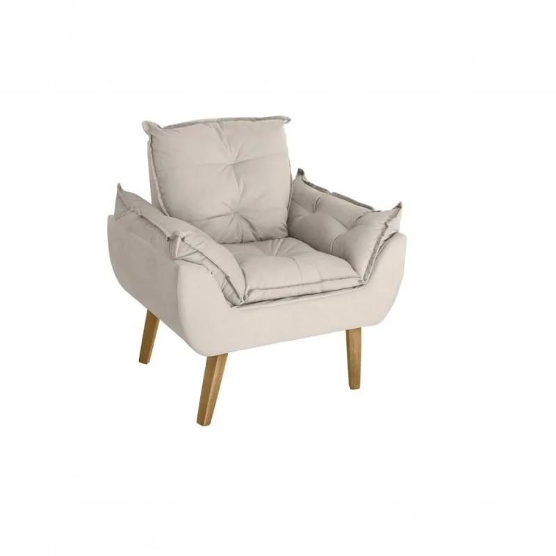 Poltrona Cadeira Glamour Com Pés Quadrado bege - OUTRAS