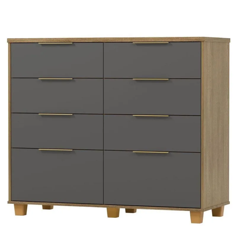 Cômoda para Quarto Density 8 Gavetas MDF-MDP Puxador de Alumínio Nature-alasca Vila Rica - Vila Rica - Bebês