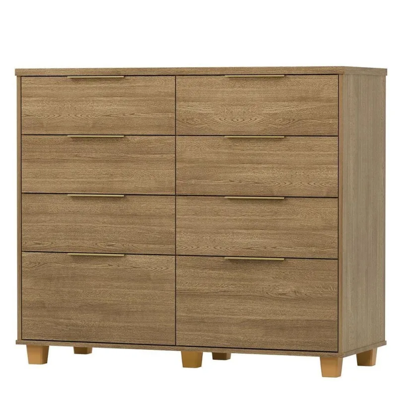 Cômoda para Quarto Density 8 Gavetas MDF-MDP com Puxador de Alumínio Nature Vila Rica - Vila Rica - Bebês