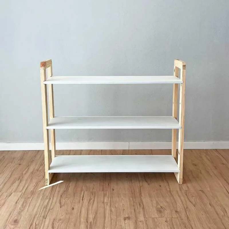 Aparador Linea Ample Moderno 3 Prateleiras Madeira Maciça 100CM Branco Natural Artfactory Design - OUTRAS - Móveis