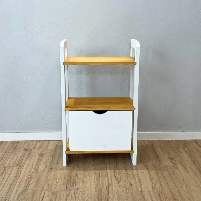 Aparador Linea Slim Moderno sem Porta 1 Gaveta MDF-MDP 53CM Nozes e Branco Artfactory Design - OUTRAS - Móveis