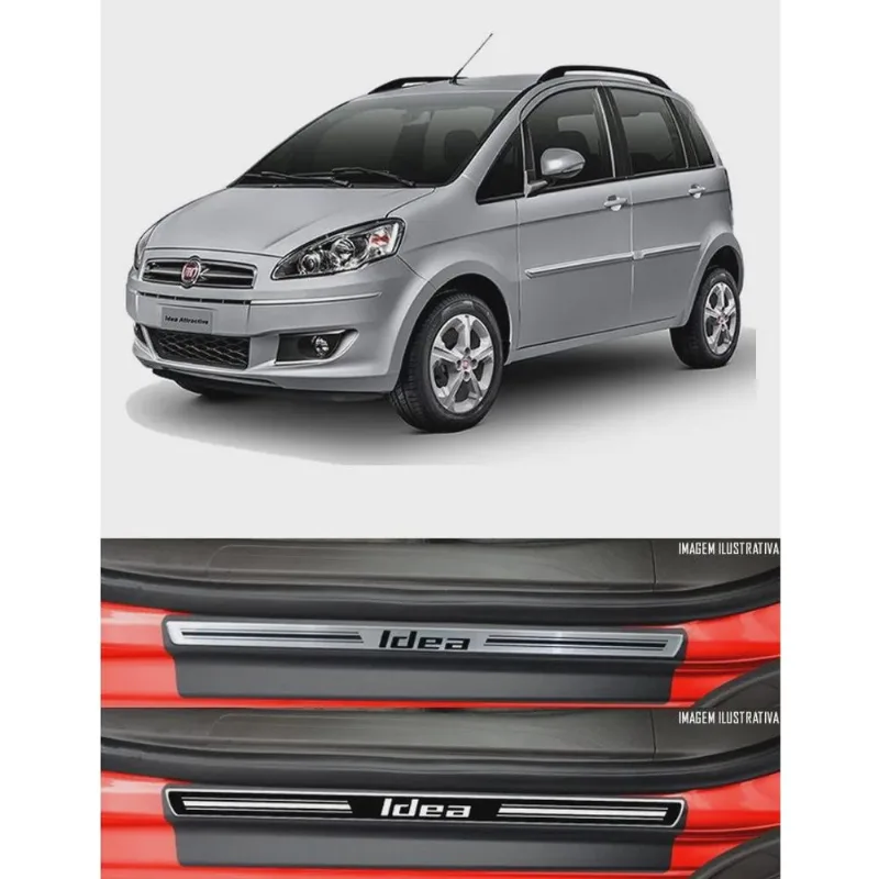 Jg Soleira Idea 2005 a 2016 4p Preto Elegance Aço Escovado Jg Soleira Idea 4p Preto Elegance Aço Escovado