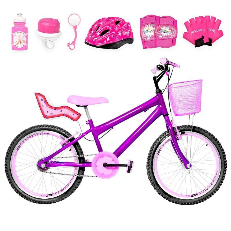 Bicicleta Infantil Aro 20 Aero Violeta e Rosa
