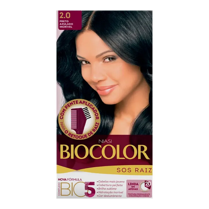 Kit Tintura Biocolor Preto Azulado 2.0