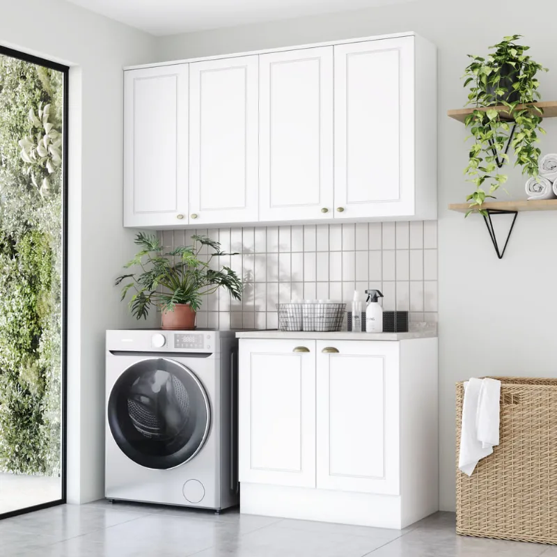 Lavanderia Modulada 4 Peças 100% MDF com Tampo Americana Henn | Branco HP/Calcare