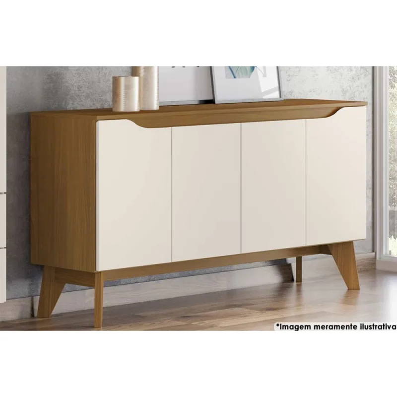 Buffet Henn Quartzo 4 Portas Nature/Off White - Henn - Móveis