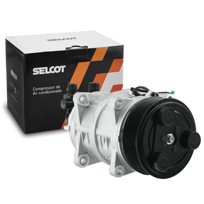 Compressor Ar 12V TM16HS 8 Orelhas Polia 8PK 119mm Universal Selcot