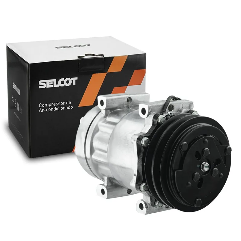 Compressor Ar 12V 7H15 Passante Polia 2V 125mm Universal Flex Selcot