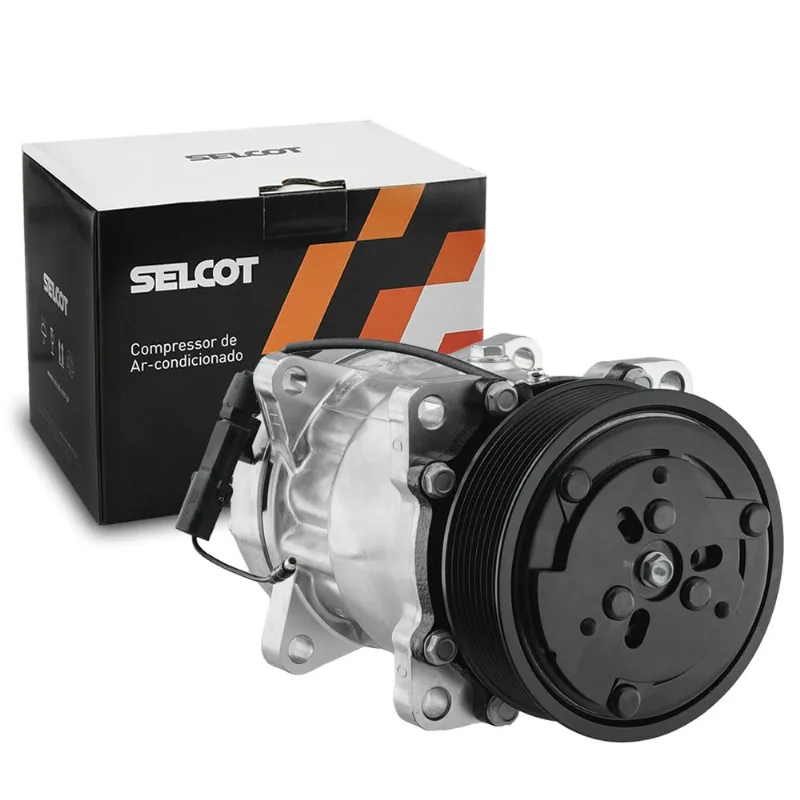 Compressor Ar 12V 7H15 8 Orelhas Polia 8PK 119mm Universal Flex Selcot