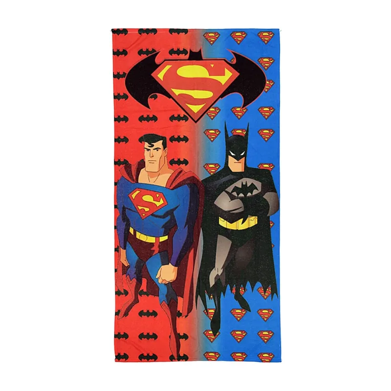Toalha De Banho Felpuda Infantil Super Heróis Batman e Super Man