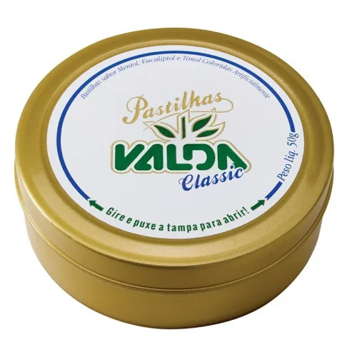 Pastilhas Mentol, Eucaliptol E Timol Valda Classic Pote 50g - VALDA - Mercearia