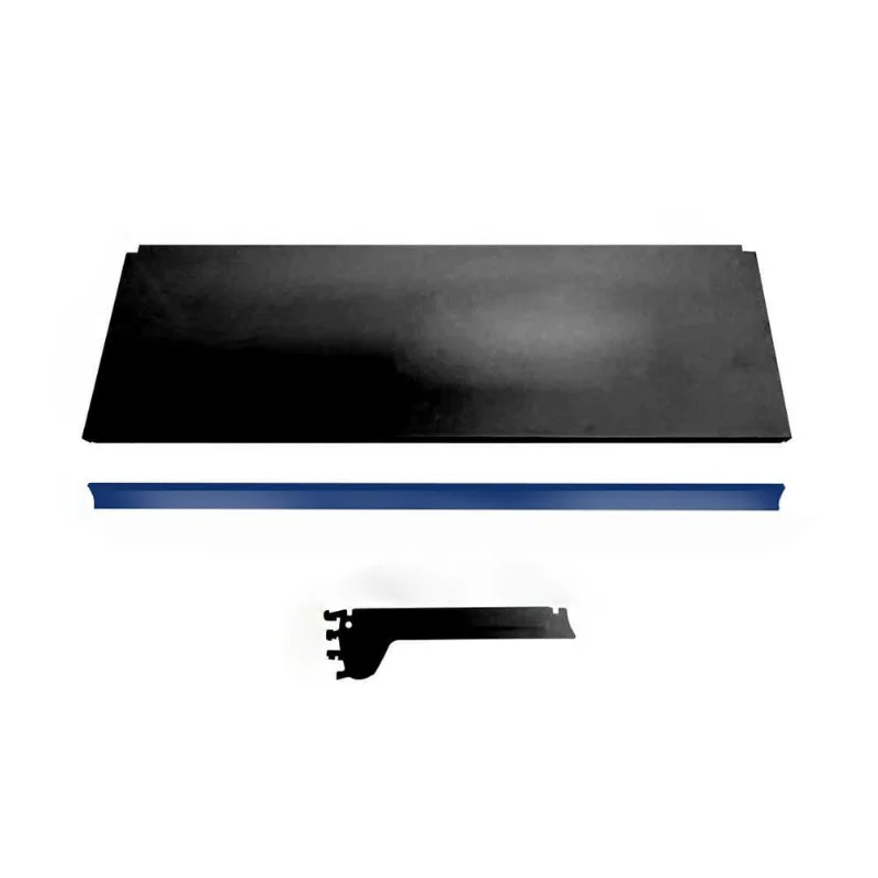 Bandeja Prateleira Ponta 30x73 Gôndolas New Plus Preto Porta Etiqueta Azul sa Gôndolas