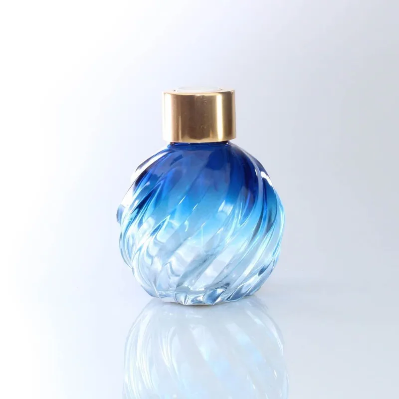 Frasco Redondo Espiral Em De Vidro Com 110Ml 042 - Azul 42