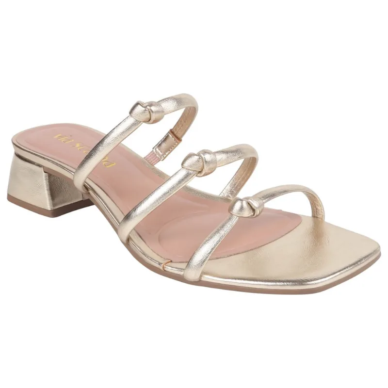 Tamanco feminino via scarpa 18092 salto bloco 4 cm metalizado dourado