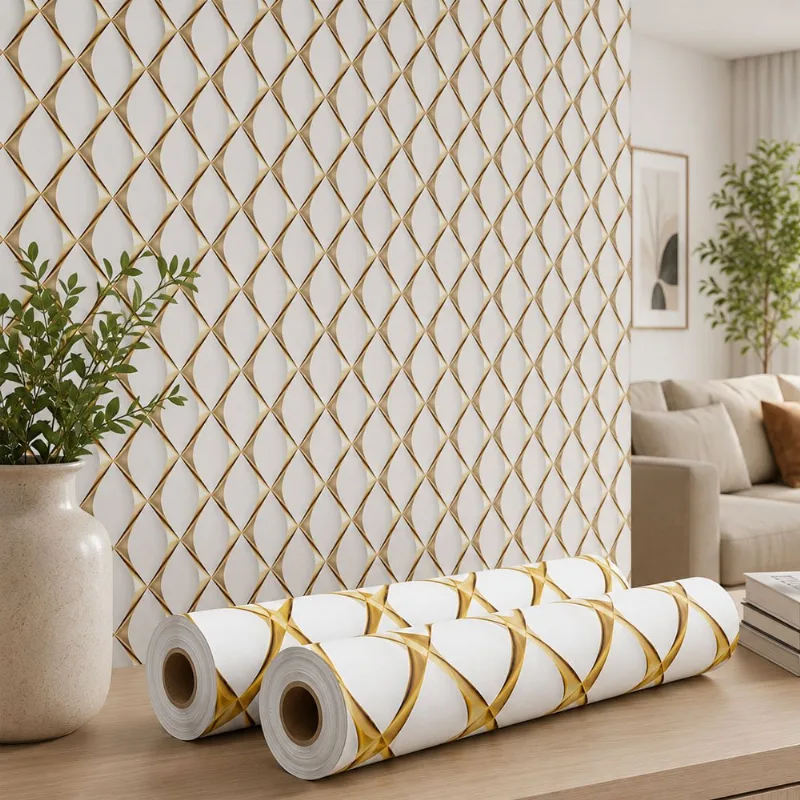 Rolo Adesivo Parede Móveis Dourado 3d 5mx45cm 4,5m² Kit 2pçs