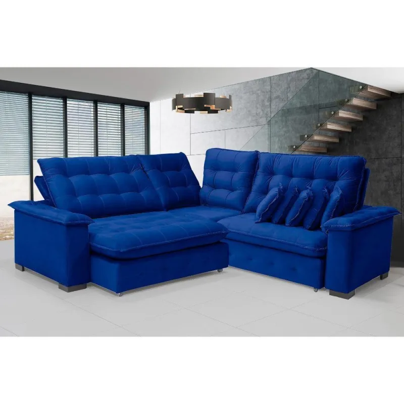 Sofá Canto Manchester 2,63m X 2,63m-azul - Não Informado - Móveis