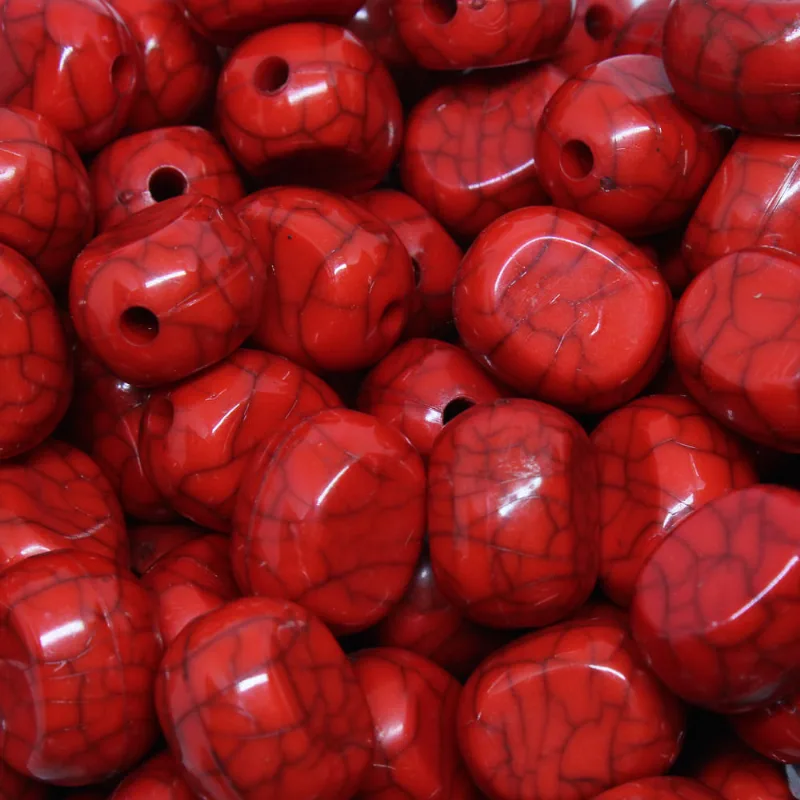 Oval Rajado 14X18mm Em Resina Com 500Gr 201 - Vermelho