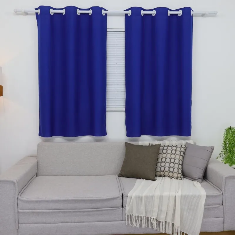 Cortina Azul-Royal Janela Sala E Quarto 2,20 X 1,50 Varão
