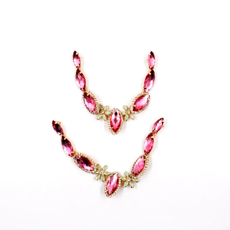 CABEDAL NAVETE COM FLOR E STRASS EM FERRO E ACRILICO COM 2 PEÇAS Rosa Claro