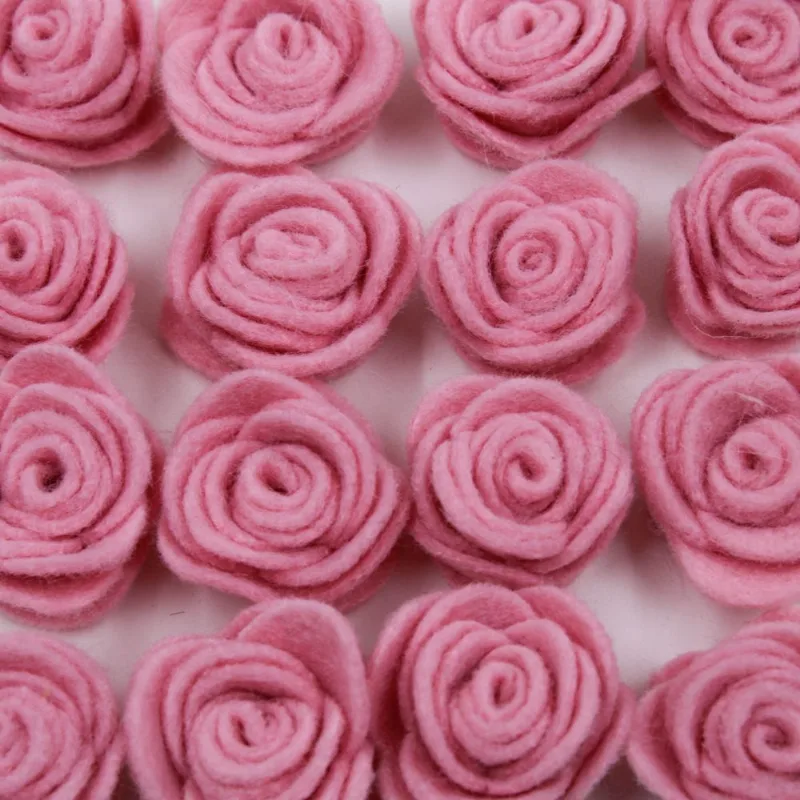 APLIQUE FLOR DE FELTRO 20MM EM POLIESTER COM 50 UN Rosa Velho