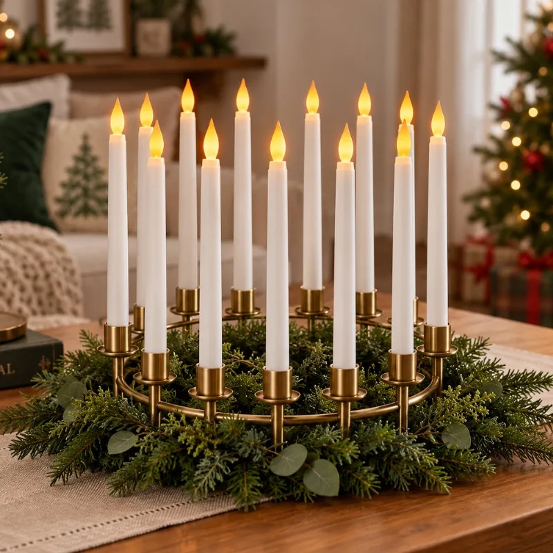 Jogo Velas Leds Enfeite Natal Decoração De 27,5cm 12 Peças