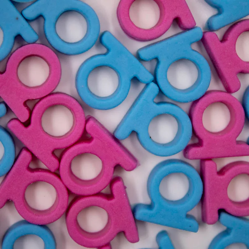 ADAPTADOR PARA LAPIS EMBORRACHADO 13MM COM 50 PEÇAS Azul E Rosa