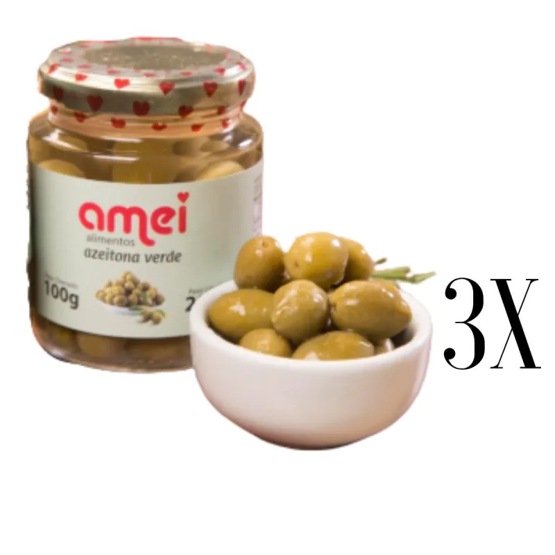 Combo Com 3 Frasco De Azeitona Verde 100g Envio Imediato - Não Informado - Mercearia